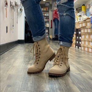 Sand colored combat boots